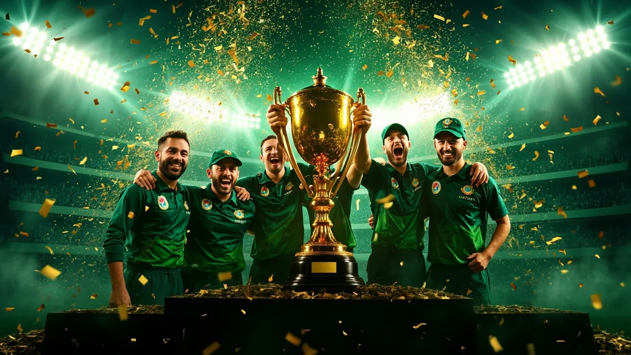 Winners guide hero banner showing a podium of three fantasy cricket players holding trophy icons and a glowing top-1 leaderboard